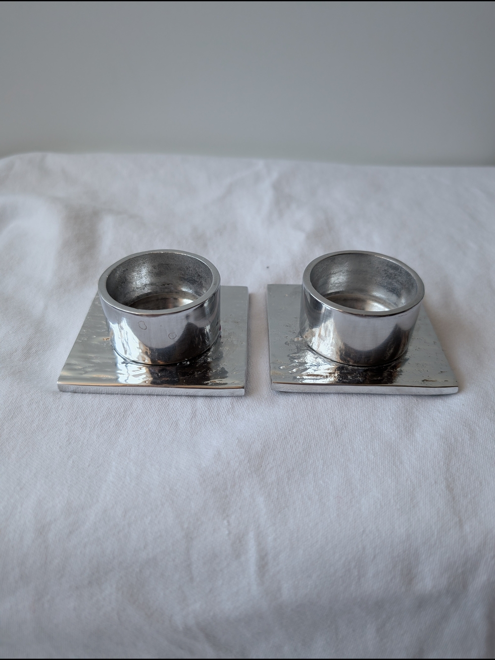 Michael Aram Polished Silver Square Base Votive Tealight Candle Holders - 2